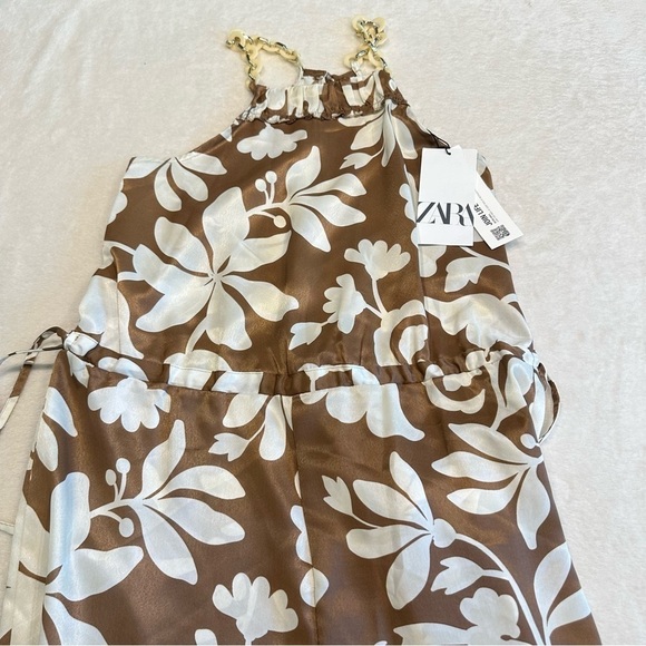 NWT Zara Satin Effect Wide Leg Chain Strap Jumpsuit - Picture 3 of 11